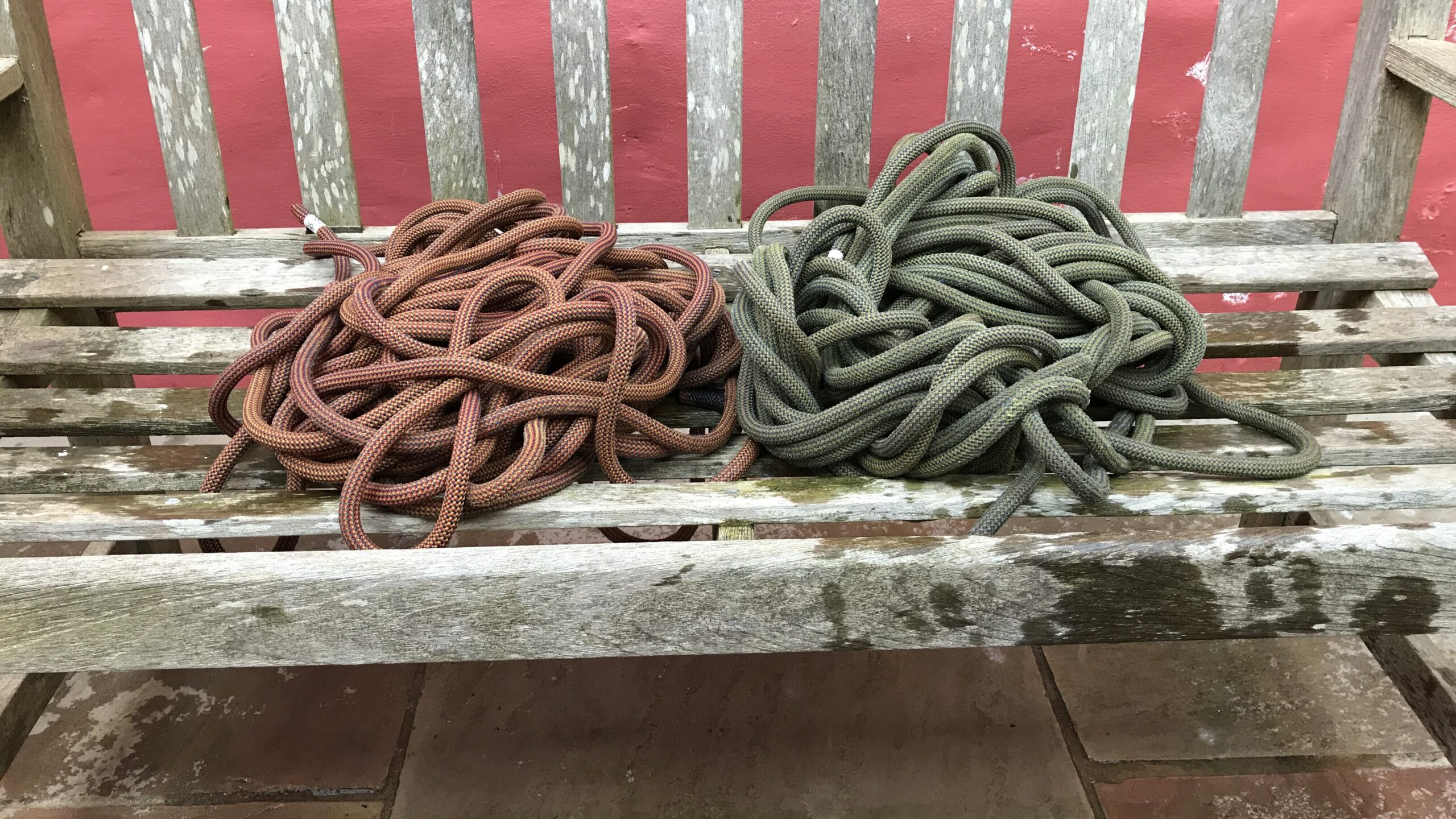 Ropes air drying after being cleaned.