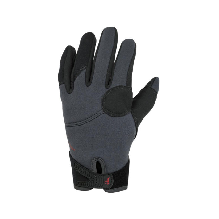 grey and black palm throttle gloves front image