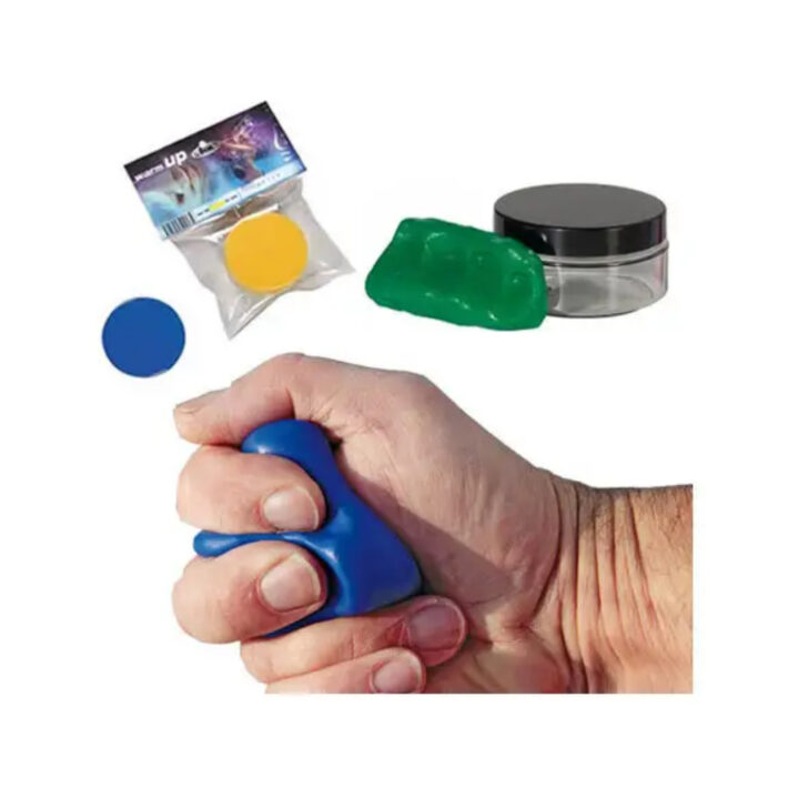 image of hand holding blue beal warm up putty