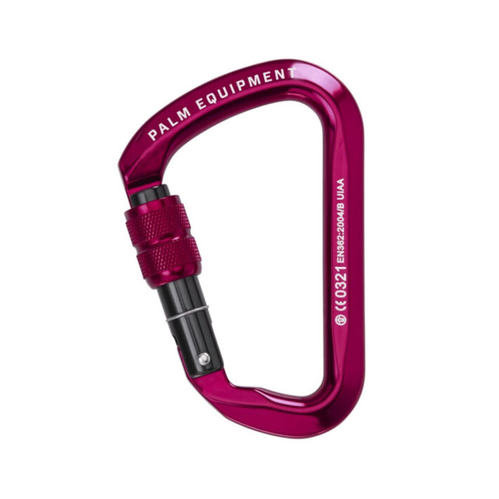 Palm screwgate carabiner in red.