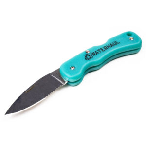 The Waterhaul Adventure Knife. The point boasts a sharp tip stemming form a honed edge.